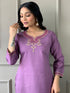 Lavender Viscose Chanderi Pant Suit 193059 Salwar Kameez